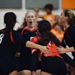 Girls Volleyball players cheering